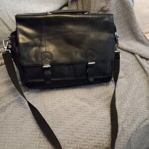 Wilson's Leather Black Leather shoulder strap Briefcase